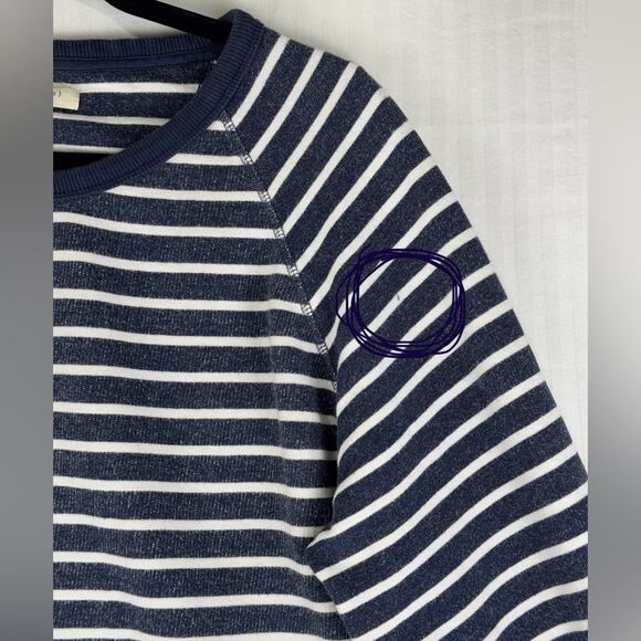 Mile(s) By Madewell Navy Blue & White Striped Pullover Sweatshirt Size Medium - Picture 3 of 8